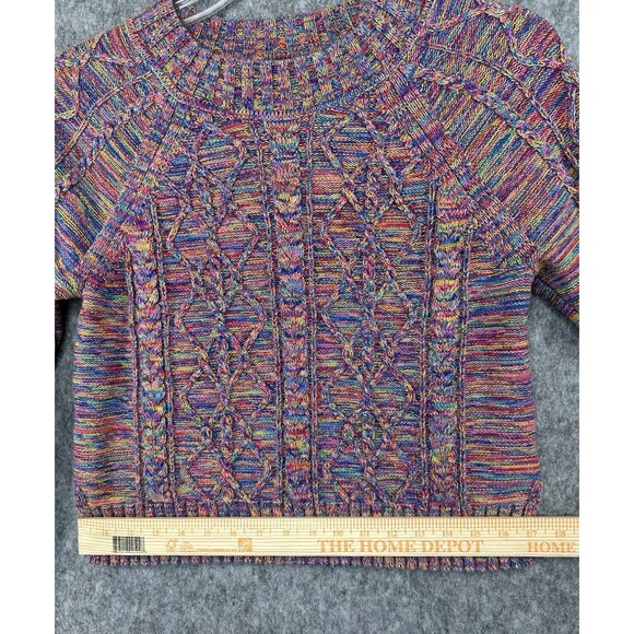 Gap Sweater Women’s M Pink Rainbow Cable Knit Pullover Marled Chunky Textured - Picture 8 of 10